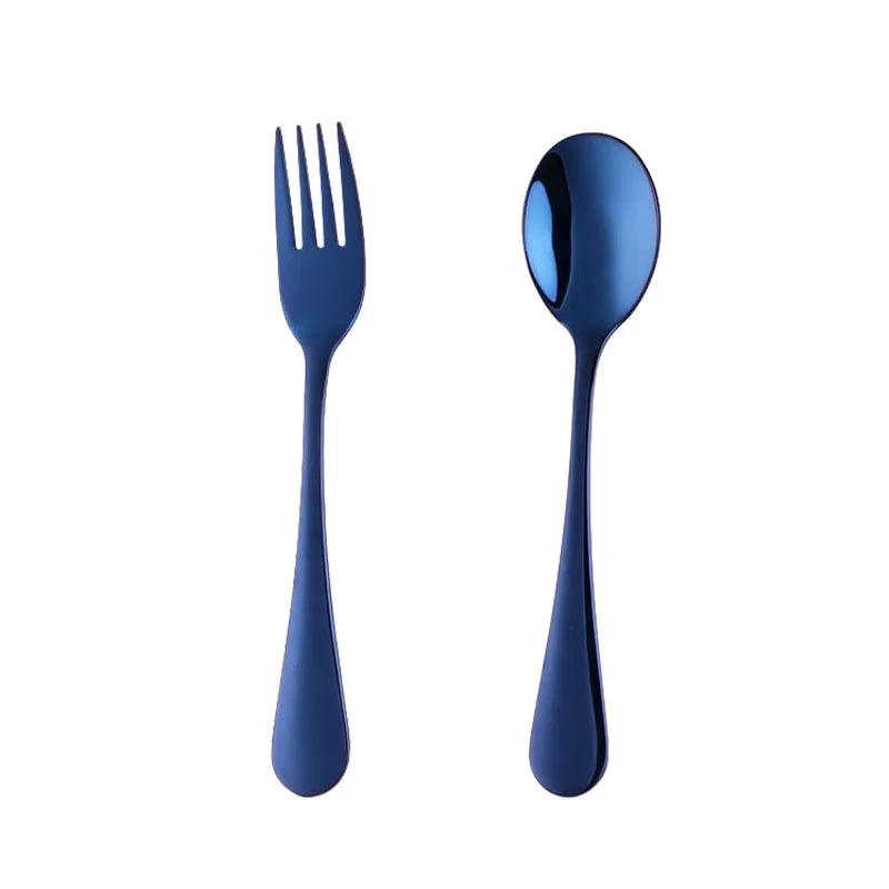 2Pcs Children Dinnerware Set Portable Student Fork Spoon Set Colorful Stainless Steel Tableware Reusable Child Food Quality