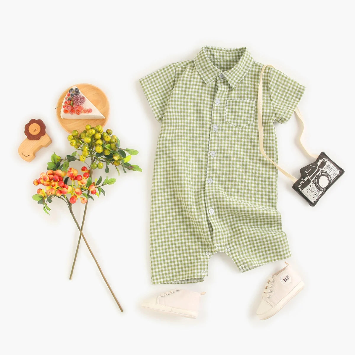 Sanlutoz Summer Short Sleeve Baby Boys Rompers Plaid Toddler Boys Clothing Jumpsuits Fashion