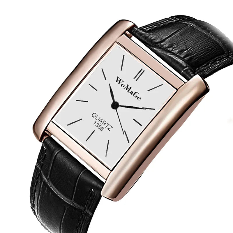 WoMaGe Women's Watches Top Brand Luxury Ladies Watch Women Watches Leather Strap Women's Rectangle Watch Clock Reloj Mujer