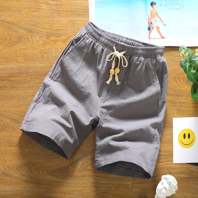 Brand men's summer fashion solid color casual shorts Bermuda 2022 thin breathable cotton loose shorts men's short casual fitness