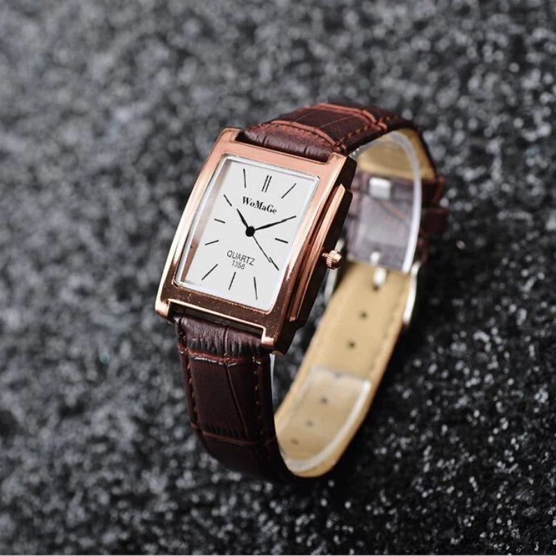 WoMaGe Women's Watches Top Brand Luxury Ladies Watch Women Watches Leather Strap Women's Rectangle Watch Clock Reloj Mujer
