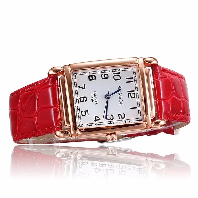 New Watches for Women Square Rose Gold Wrist Watches Fashion Leather Brand Watches Ladies Quartz Watch Clock Montre Femme