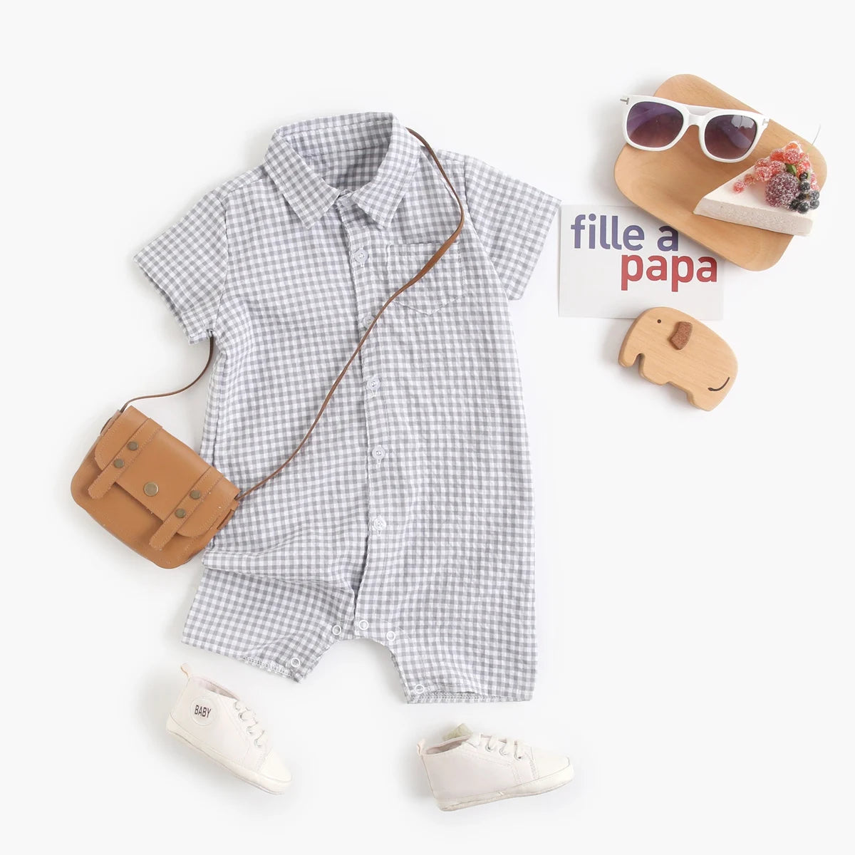 Sanlutoz Summer Short Sleeve Baby Boys Rompers Plaid Toddler Boys Clothing Jumpsuits Fashion