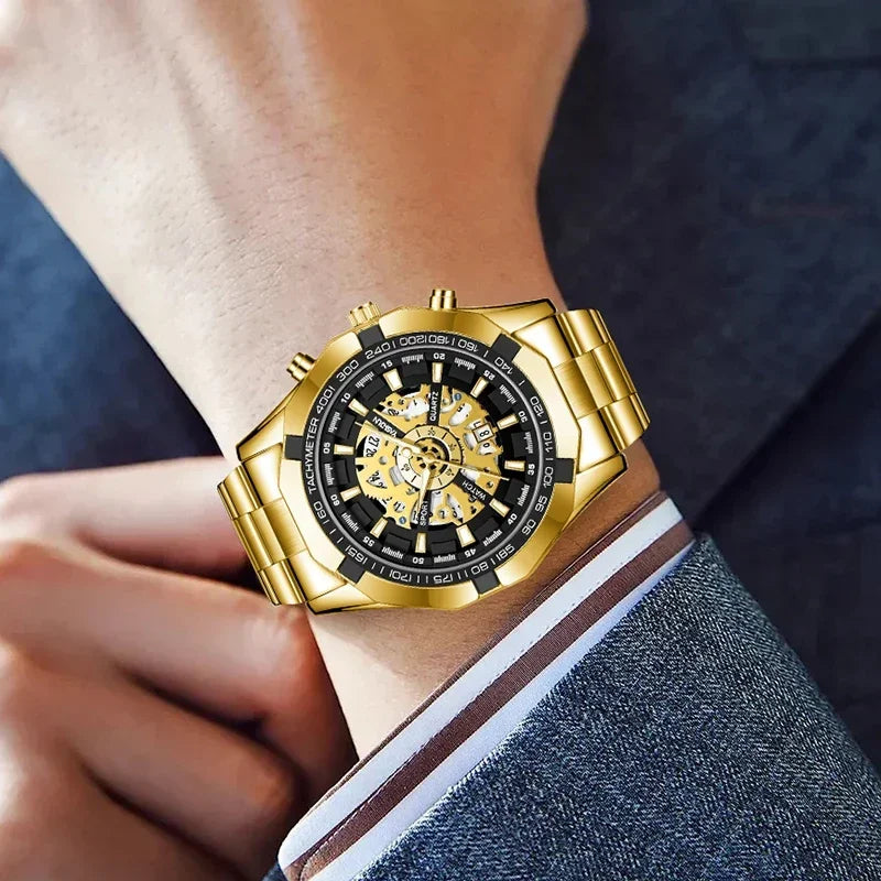 2026 Mens Quartz Watches Top Brand Luxury Stainless Steel Waterproof Hollow Out Big Male Wristwatches Relogio Masculino