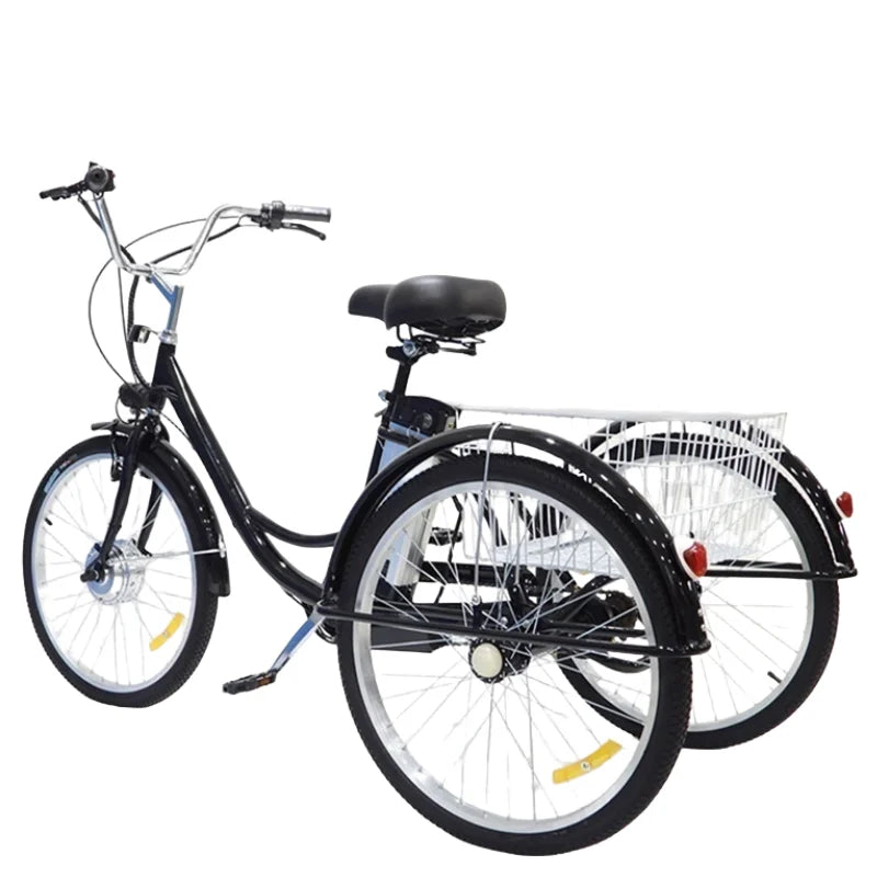 Electric Cargo Bike for Adults Seniors 350W 36V 12AH Removable Lithium Battery Three-wheel Electric Bicycle for Old People
