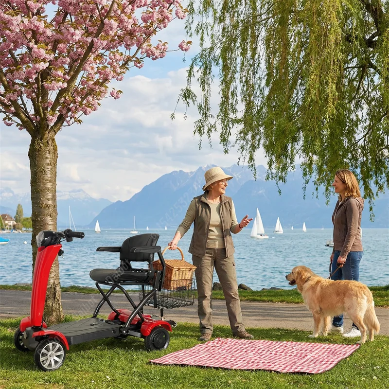 Electric Scooter For Seniors Foldable Portable With Basket Double Motor 500W Powerful Mobility Scooter Adults Removable Battery
