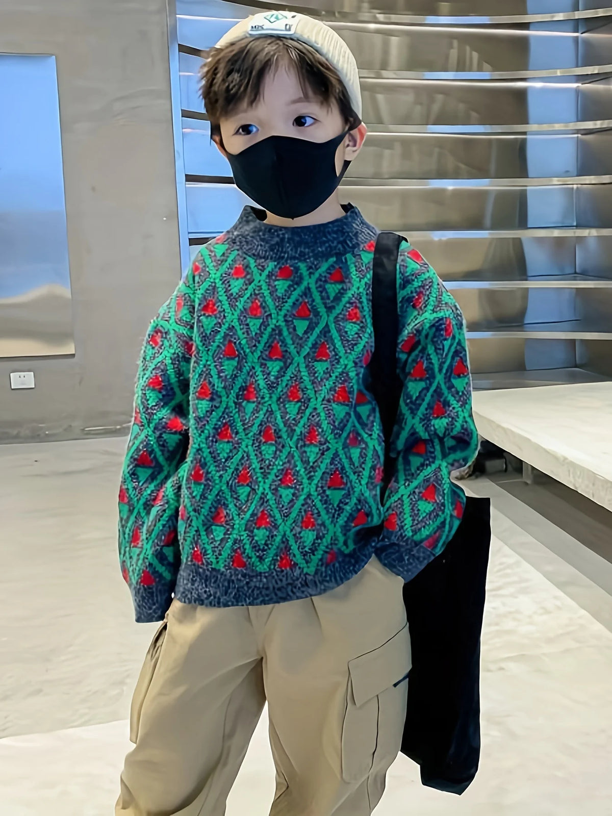 Children's Clothing for Boys, Winter Trendy Sweaters, Autumn and Winter Stylish Fleece-Lined Base Shirts for Older Boys