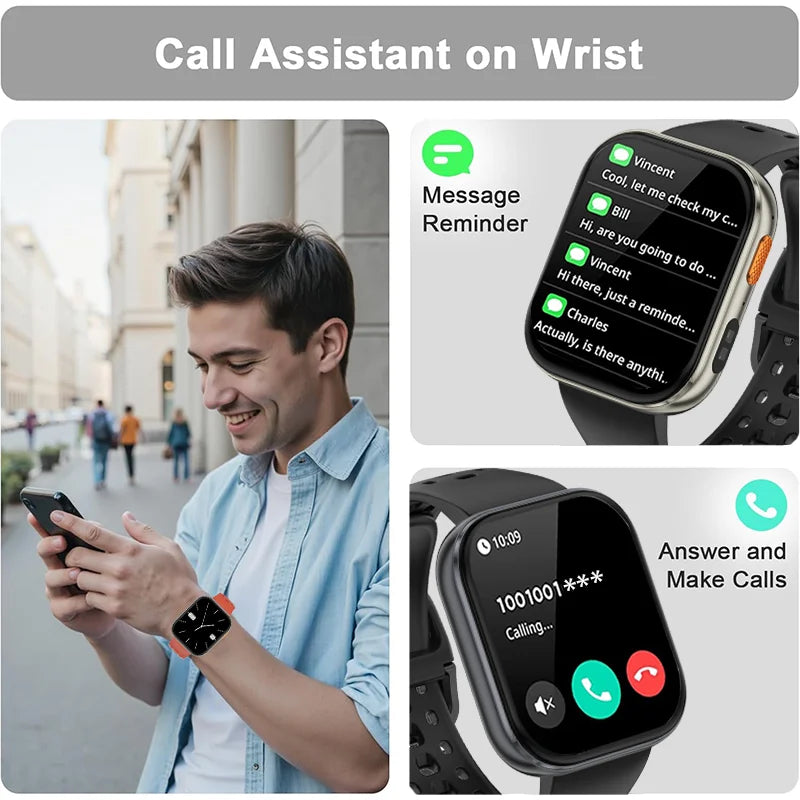 2026 New Military Smartwatch | 2.04-Inch Large Screen, Multiple Sports Modes, 1000mAh Large Battery, Wireless Calling, Fitness T