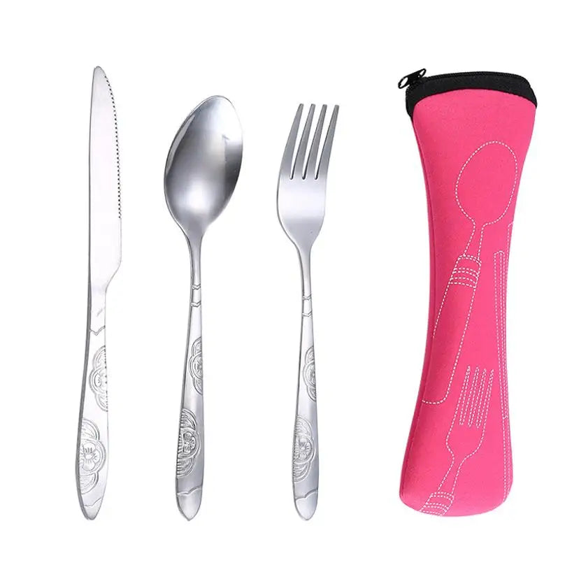 Picnic Set Tableware Washable With Zipper Travel Cutlery Kit Case Portable Pouch For Dinner Household Tool Travel Camping Spoon