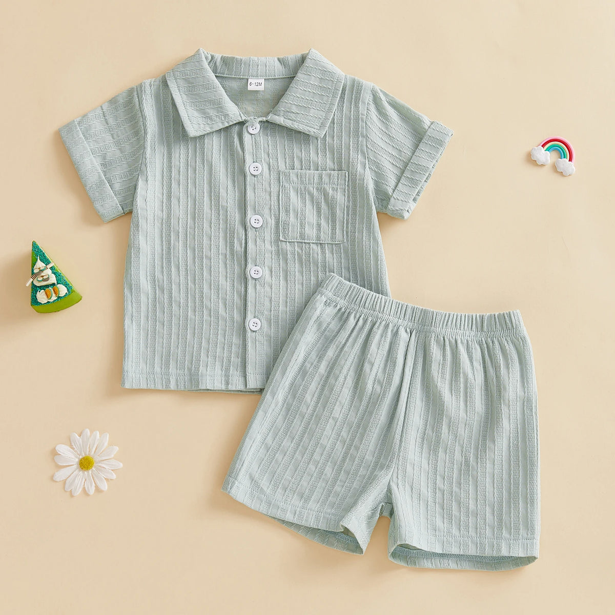 Citgeett Summer Toddler Baby Boys Clothing Set Striped Short Sleeve Collared Shirt Shorts Outfit Casual Clothes