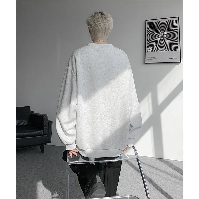Hoodie Mens Sweatshirt Fall Winter Loose Fit Crewneck Pullover Long Sleeve Casual Tops Outdoor Sportswear Streetwear Fashion