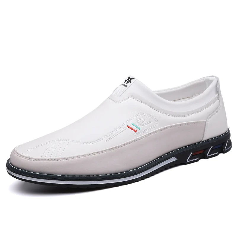 New Men's Fashion Casual Leather Shoes Slip-On Buckle Shoes Business Loafers for Men Breathable Round Toe Moccasin Large Size 53