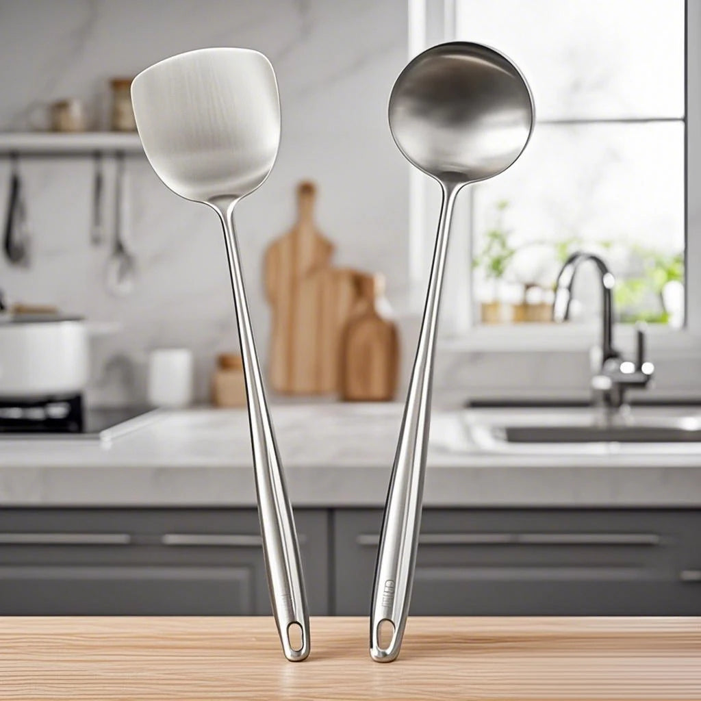 Kitchen Utensils Set Food Stainless Steel Wok Spatula and Ladle, Skimmer Spoon,Slotted Spatula Turner Utensil Wok Accessories