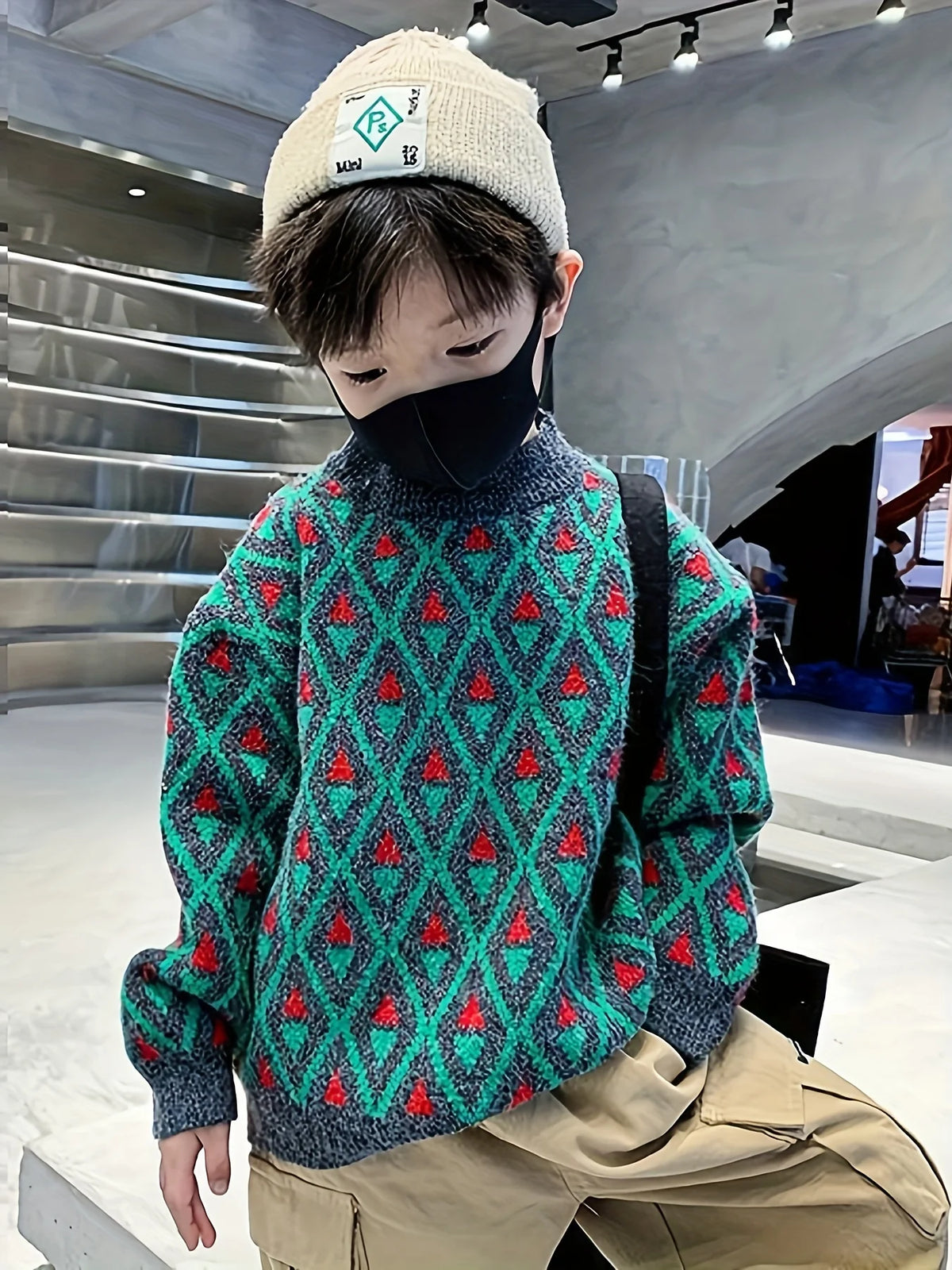 Children's Clothing for Boys, Winter Trendy Sweaters, Autumn and Winter Stylish Fleece-Lined Base Shirts for Older Boys