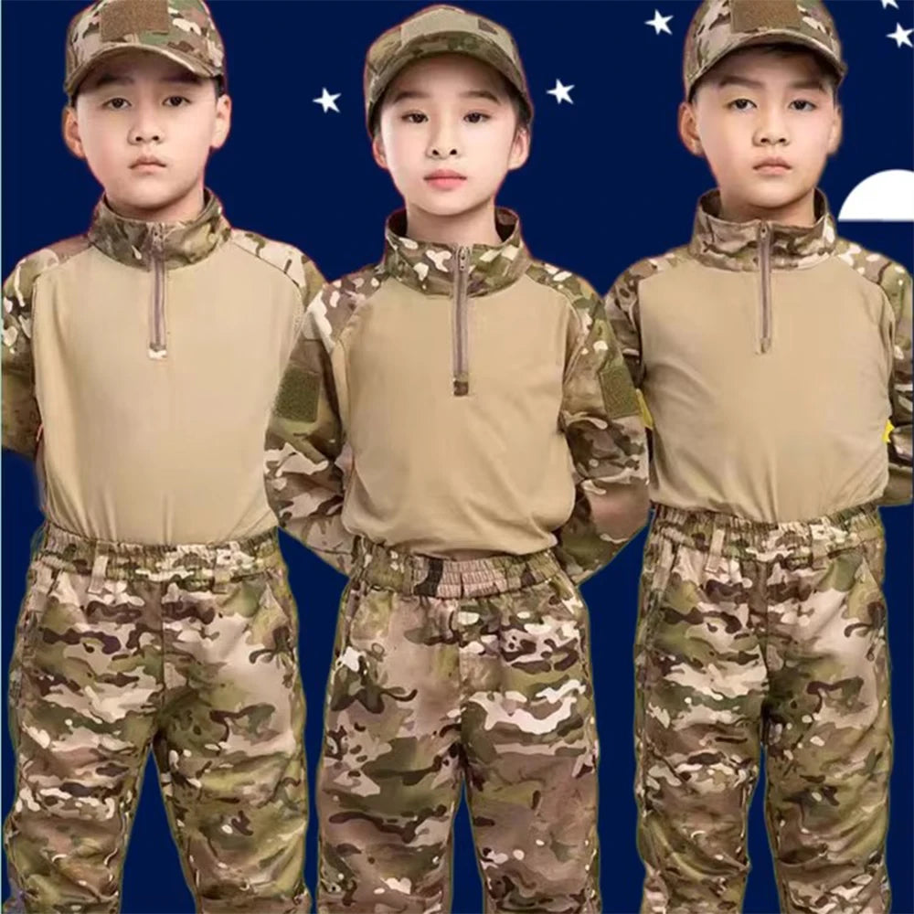 Boys  Tactical  Uniform Hunting Clothing Sets Children Airsoft Camouflage Suits Hiking Training Outdoor Parent-child