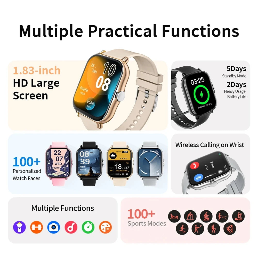 Smartwatch, Phone Answering/Calling, Multi-sport mode, Message Reminder View, Suitable For Men/Women  Smart Watch 2026 New HT30
