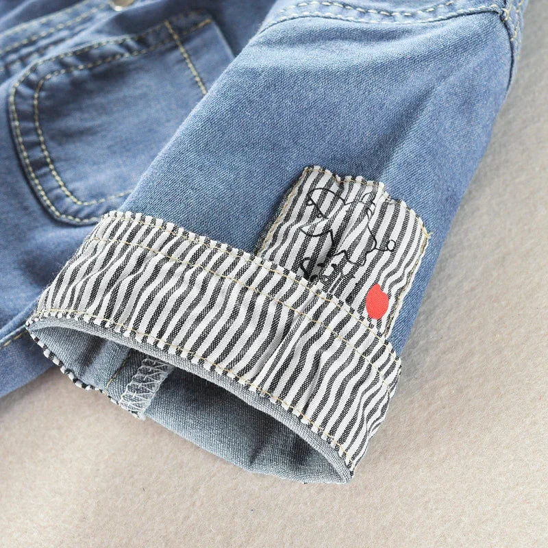 DIIMUU Baby Children Boys Clothing Toddler Overalls Denim Pants Fashion Kids Casual Jumpsuits Long Sleeve Trousers