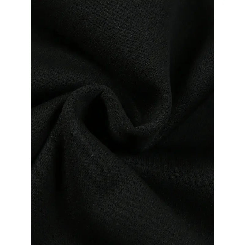 [ T-Shirt]  Oversized Long-Sleeve T-Shirt for Women - Black with White Heart Design - Relaxed Round Neckline - Moderate Stretch