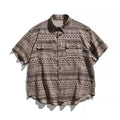 Man Shirts Short Sleeved Shirt For Men And Women, New Summer Student Ethnic Style Silhouette Casual Shirt Jacket Trend