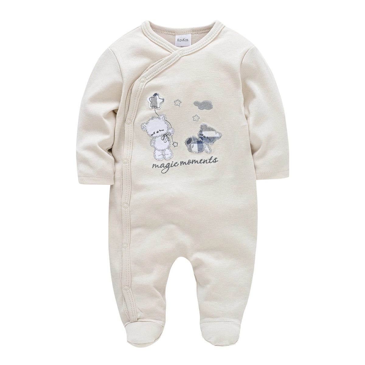 Spring Baby Boys Clothing Cotton Blue Bear Printing Kids Rompers Knit Cotton Newborn Overalls Pajamas