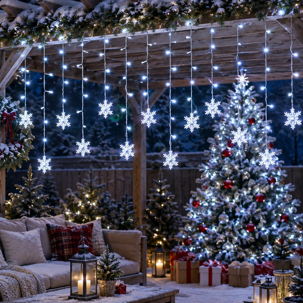 Solar Ice Strip Snowflake String Light Christmas Tree Decoration Light Winter Festival Light for Christmas Halloween Decor
