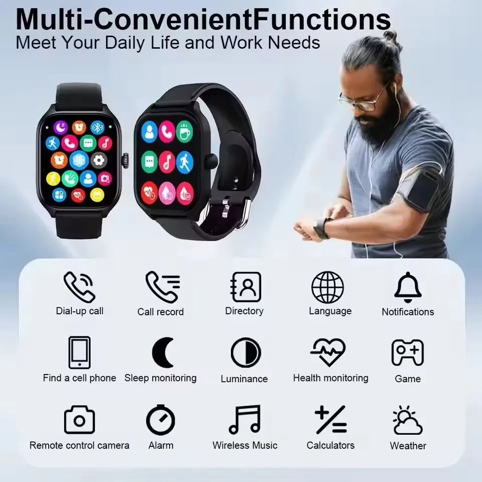 2026 New Smart Watch Men Women HD Display Bluetooth Call Message Sleep Heart Rate Sport Waterproof SmartWatch IOS Android Ht30