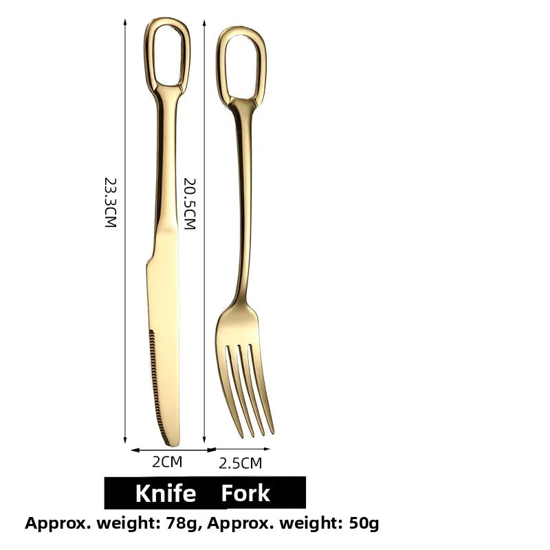 Western Dining Utensils Three-Piece Set Steak Knife Fork Soup Spoon Stainless Steel Cutlery Dishwasher Safe Dinnerware Set