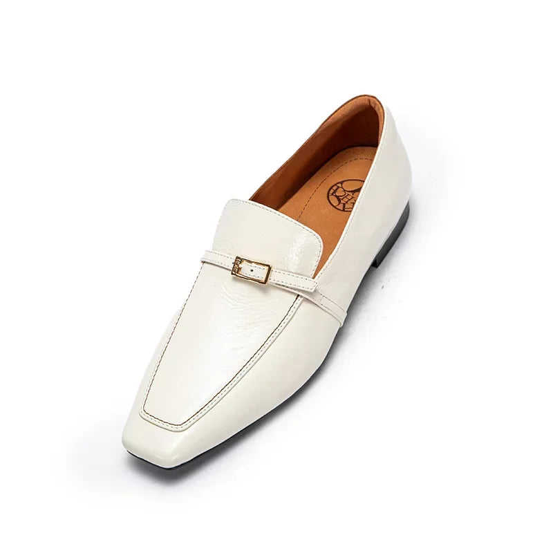 Women Shoes  Luxury Elegant Female Balance Shoes Square Toe Design Casual Ladies Low Heel Soft Soled Leather Shoes