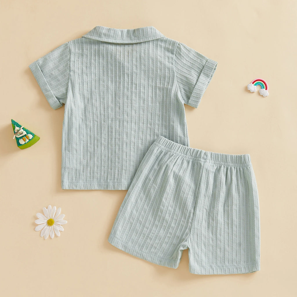 Citgeett Summer Toddler Baby Boys Clothing Set Striped Short Sleeve Collared Shirt Shorts Outfit Casual Clothes