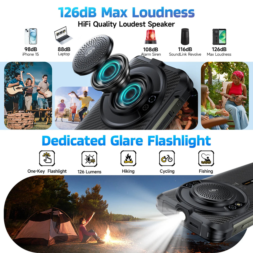 Ulefone RugKing 4G Rugged Phone Android 15 Up to 16GB+256GB AI Smartphone 9600mAh Waterproof 5.99" 50MP NFC Global Version 126dB