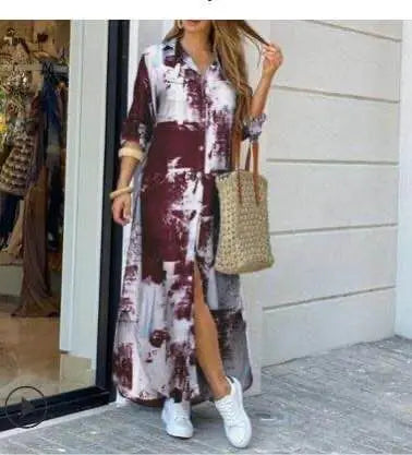 Women Dresses 2026 new fashion sexy single-breasted long dress loose lapel spring autumn women's clothing vestidoes