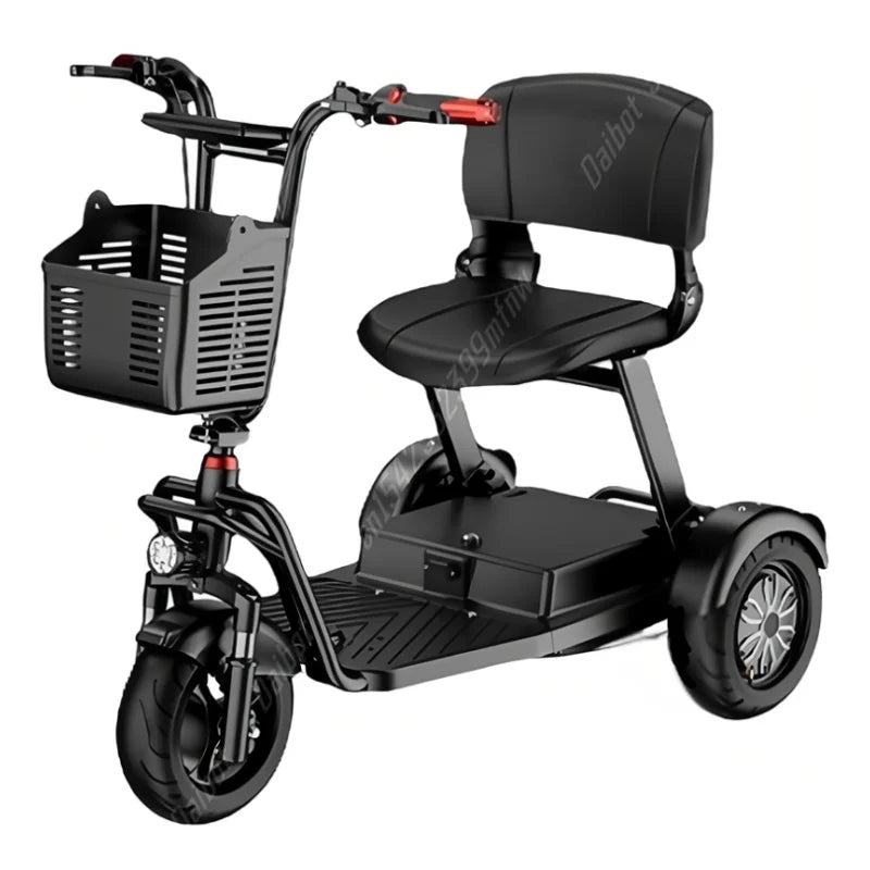 Three Wheels Electric Scooter With Seat Foldable Mobility Scooter Small 500W Electric Tricycle Travel With Pull Rod
