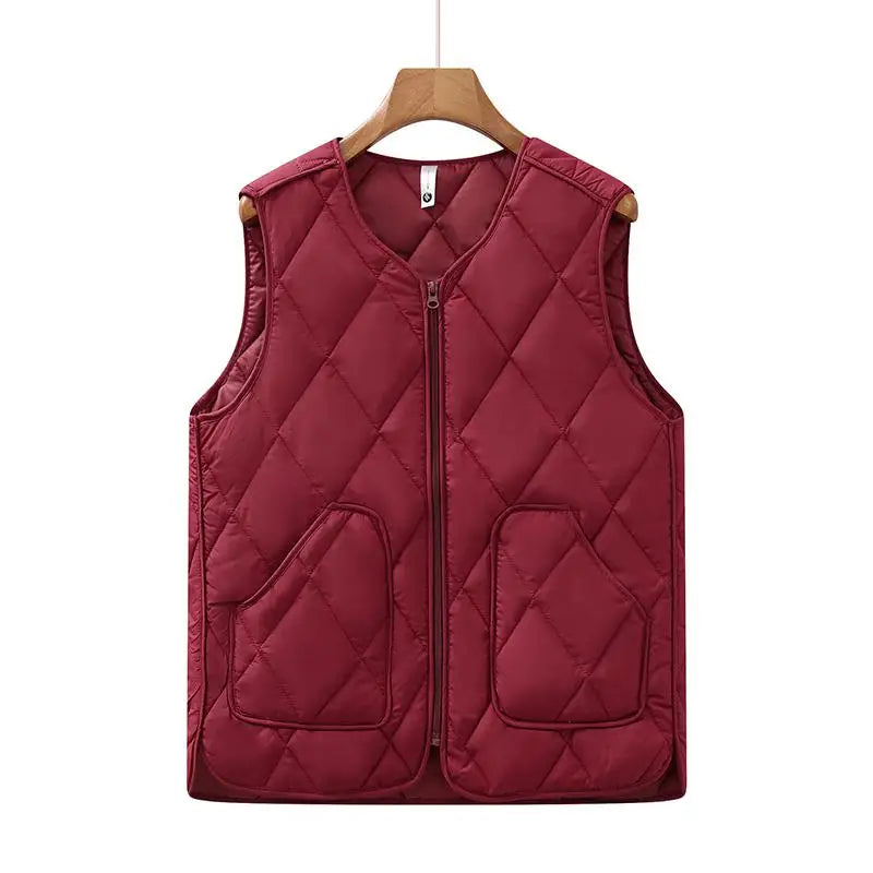 Women's Clothing Autumn Winter New Loose Mother Big Pocket Cotton Vest Female Quilted Cotton-Padded vest coat