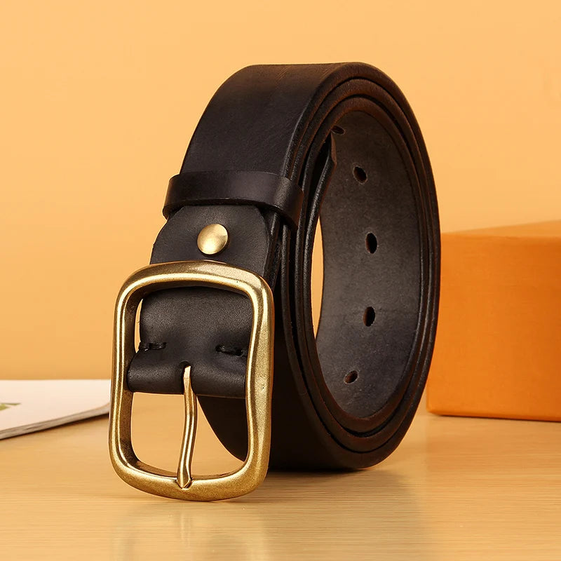 Full Grain Leather Belt for Men100% Italian Real Solid Leather Casual Jeans Belt 5mm Thick Men's Heavy Duty Work Belt