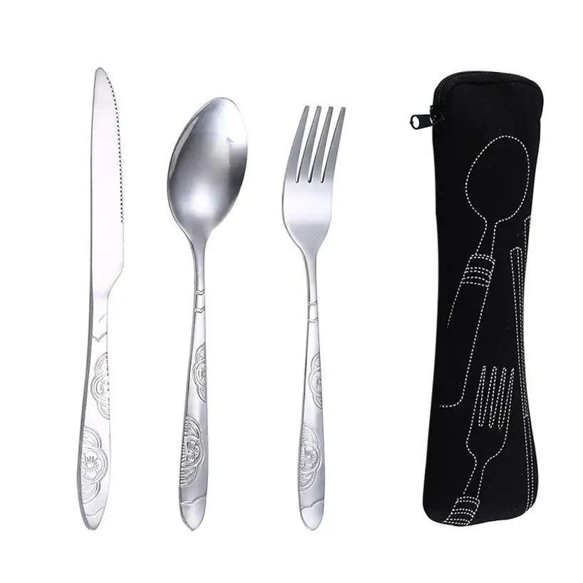 Picnic Set Tableware Washable With Zipper Travel Cutlery Kit Case Portable Pouch For Dinner Household Tool Travel Camping Spoon