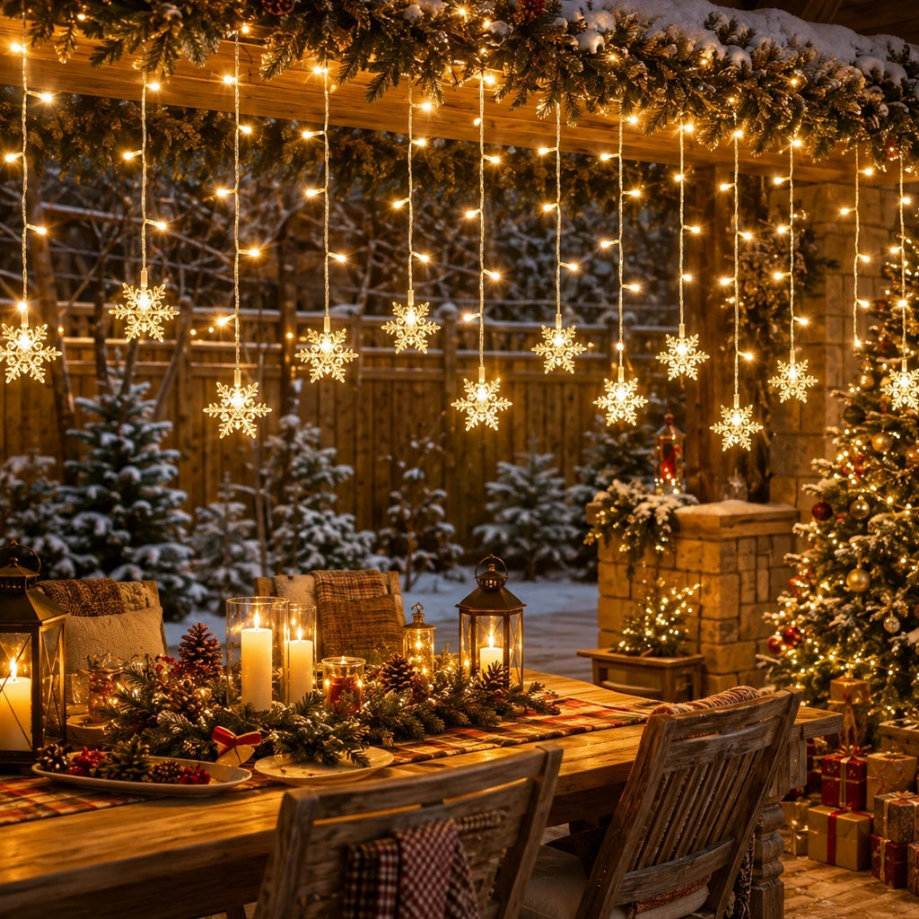 Solar Ice Strip Snowflake String Light Christmas Tree Decoration Light Winter Festival Light for Christmas Halloween Decor