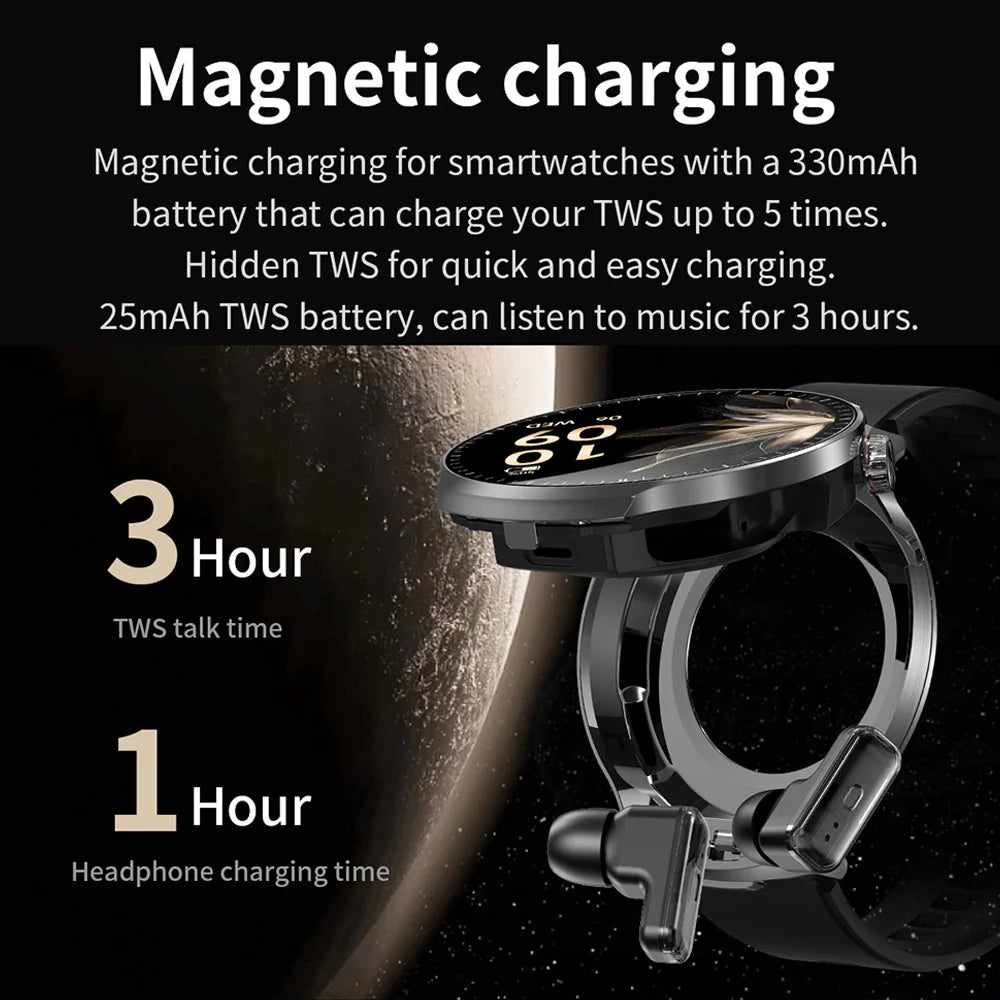 2026 New 2 in 1 Smart Watch With Earbuds Smartwatch TWS Bluetooth Earphone Heart Rate Blood Oxygen Monitor Sports Watch