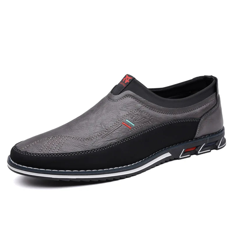 New Men's Fashion Casual Leather Shoes Slip-On Buckle Shoes Business Loafers for Men Breathable Round Toe Moccasin Large Size 53