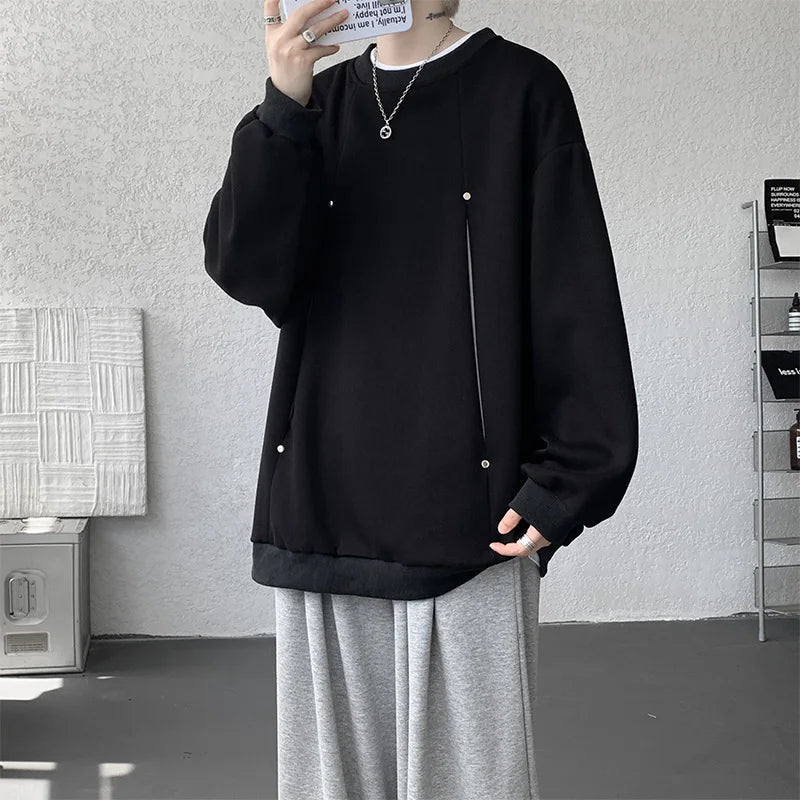Hoodie Mens Sweatshirt Fall Winter Loose Fit Crewneck Pullover Long Sleeve Casual Tops Outdoor Sportswear Streetwear Fashion