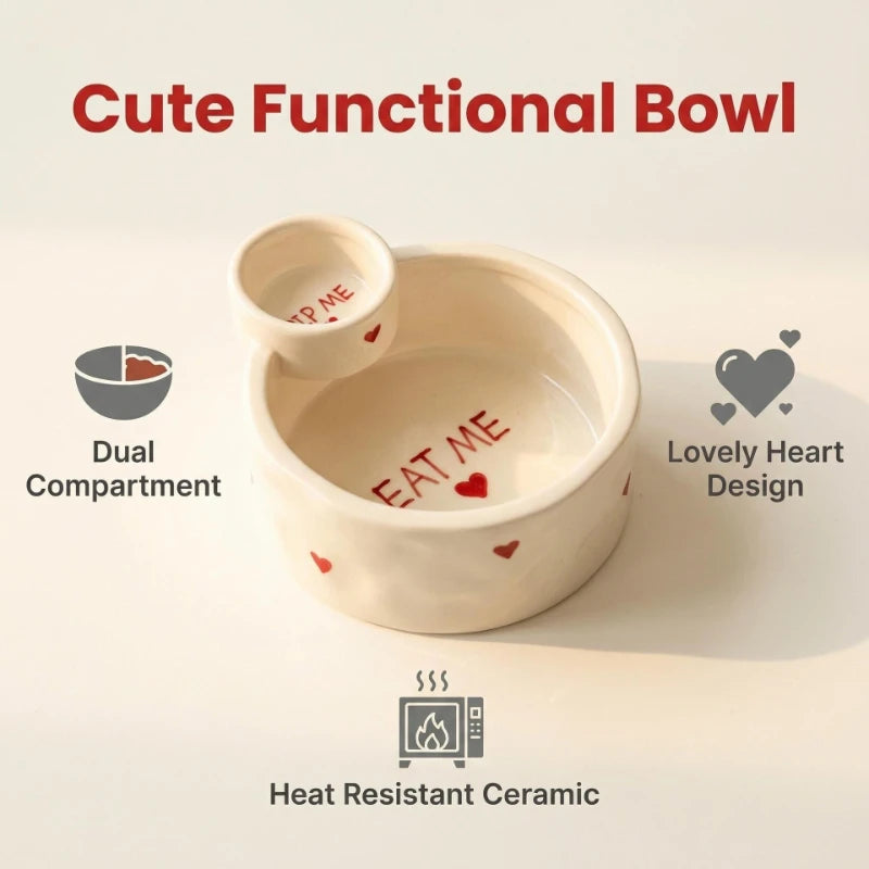 Ceramic Dip Bowl, French Fries Bowl with Small Plate, Heat-resistant Tableware, Household Snack Plate, Kitchen Tableware