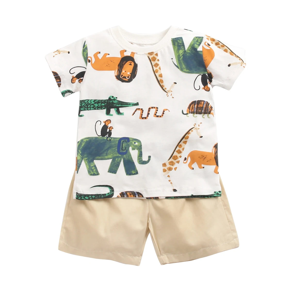 Cotton Cartoon Summer Baby Boys Clothing Sets Tops + Shorts 2Pcs Short Sleeve