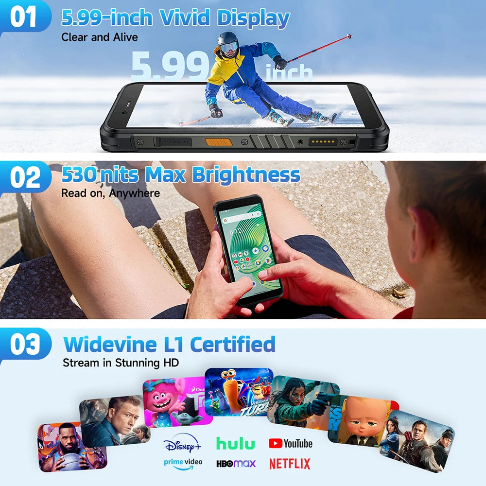 Ulefone RugKing 4G Rugged Phone Android 15 Up to 16GB+256GB AI Smartphone 9600mAh Waterproof 5.99" 50MP NFC Global Version 126dB