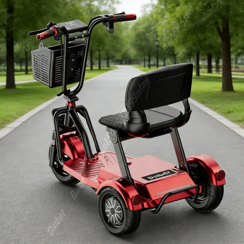 Three Wheels Electric Scooter With Seat Foldable Mobility Scooter Small 500W Electric Tricycle Travel With Pull Rod