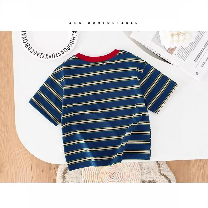 Summer Kids T-shirt Striped Tops For Boys Clothing Short Sleeve Clothes