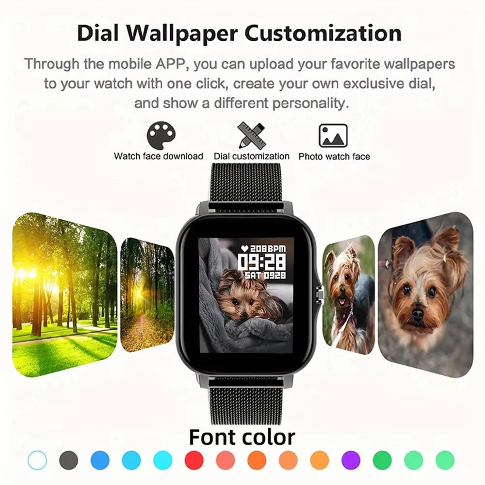 LAXASFIT 2025 New Smart Watch for Men Women Gift Full Touch Screen Sports Fitness Watch Bluetooth Call Digital Smartwatch