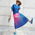 Women's Clothing Spring Summer Pleated Top Fashion New Gradient Skirt Long Suit Dress Sets
