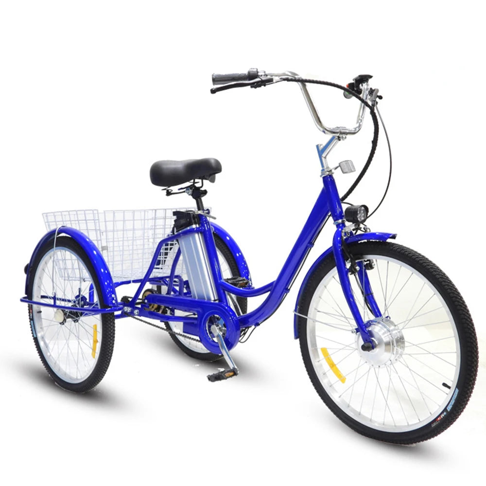 Electric Cargo Bike for Adults Seniors 350W 36V 12AH Removable Lithium Battery Three-wheel Electric Bicycle for Old People