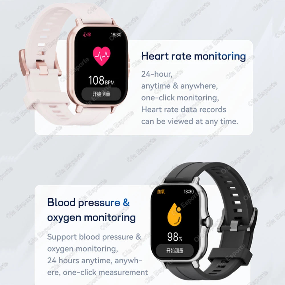 Smart Watch 1.83" Hd Screen Bluetooth Call Heart Rate Blood Oxygen Health Monitor Sports Smartwatch Women Men Holiday Gifts Ht30