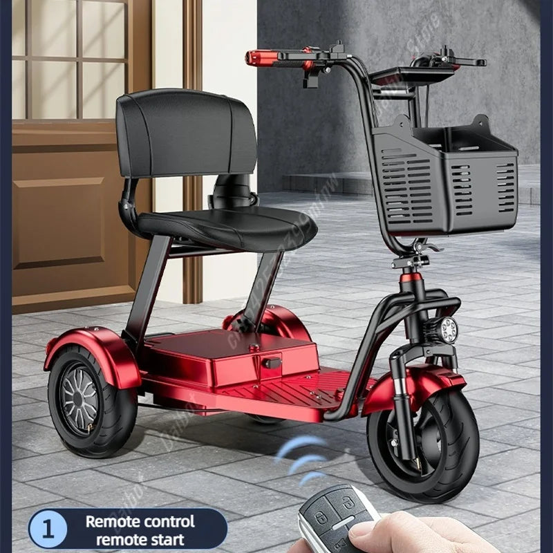 Three Wheels Electric Scooter With Seat Foldable Mobility Scooter Small 500W Electric Tricycle Travel With Pull Rod