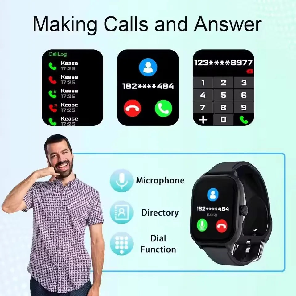 2026 New Smart Watch Men Women HD Display Bluetooth Call Message Sleep Heart Rate Sport Waterproof SmartWatch IOS Android Ht30